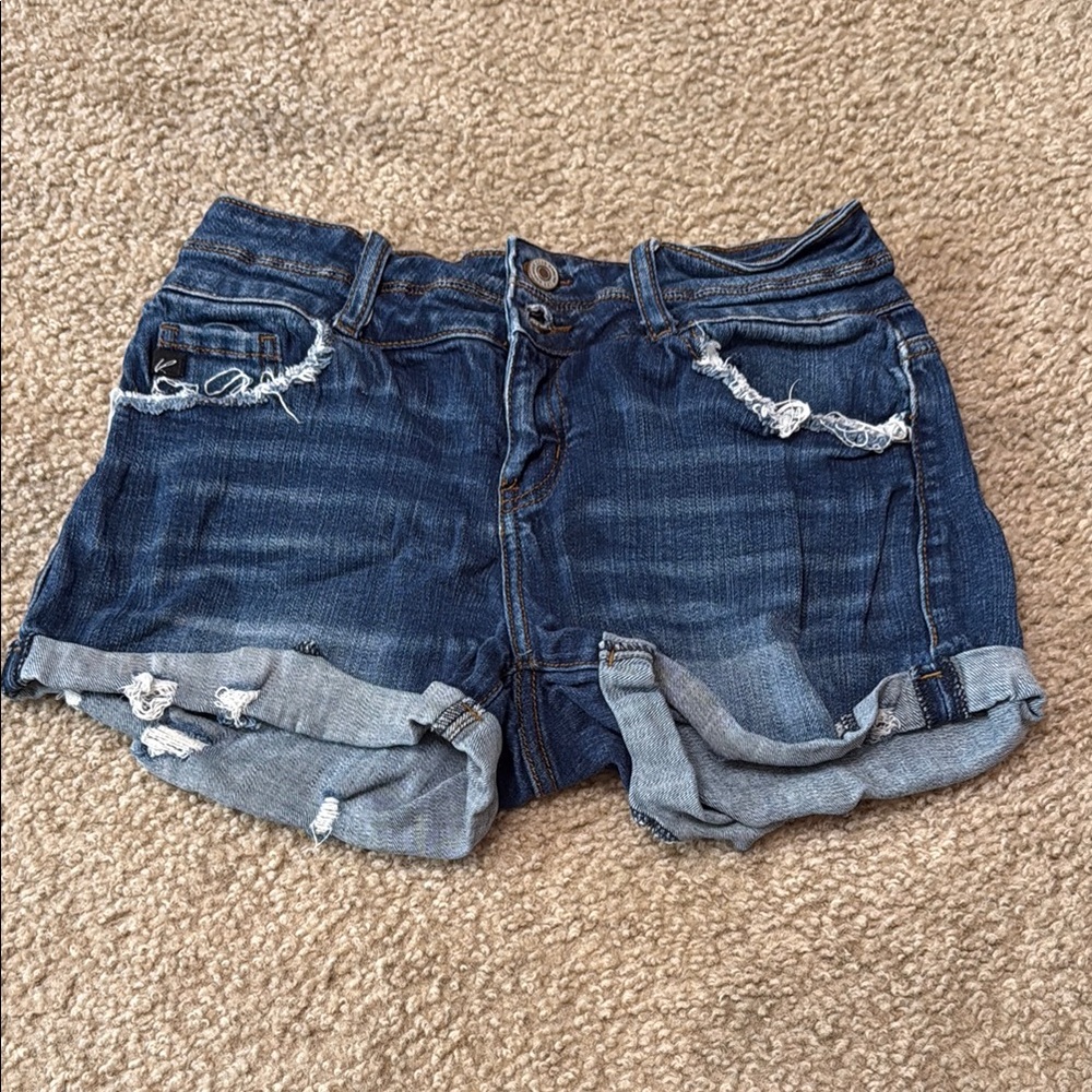 KanCan Blue Distressed Jean Shorts with Rolled Hems